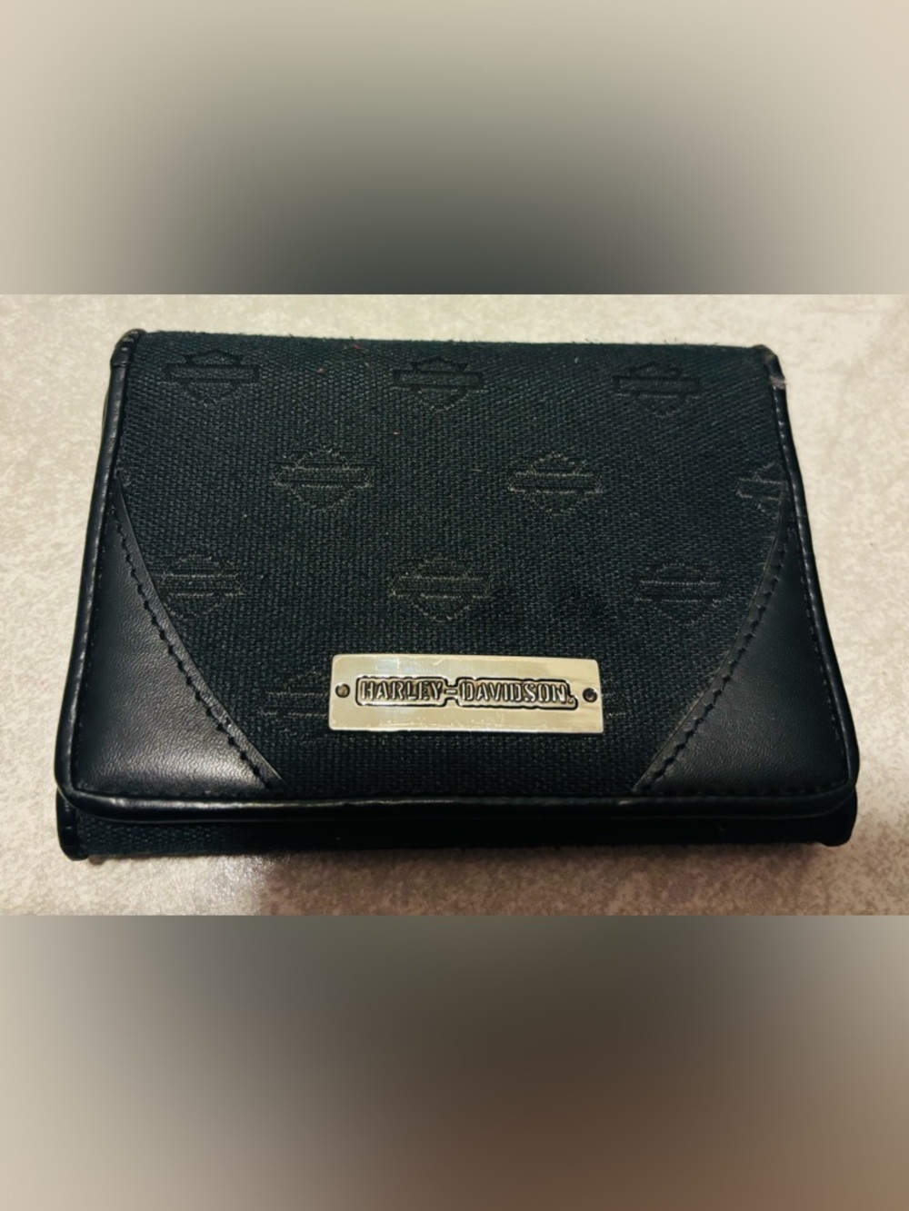 Vintage Harley-Davidson Black Trifold Wallet